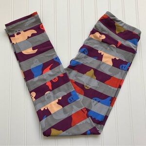 🎃👻 NWT LuLaRoe OS leggings Halloween purple gray striped ghosts one size NWT